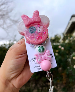 Pink Minnie badge reel