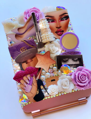 Rose gold led compact mirror