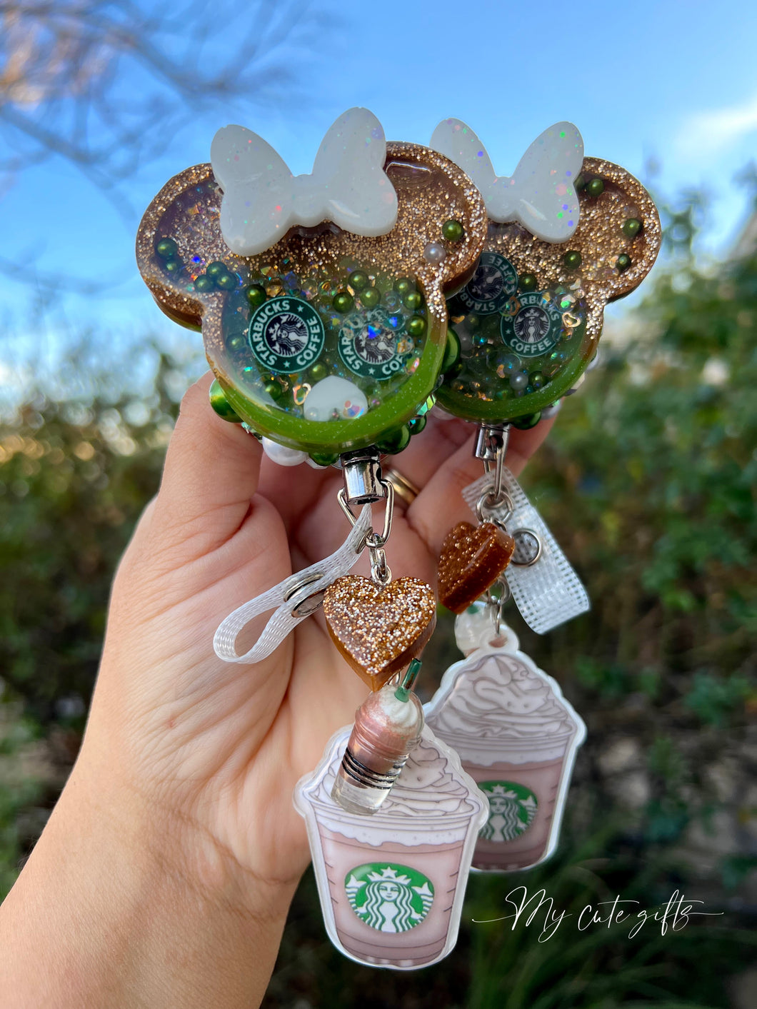 Starbucks shaker badge reel